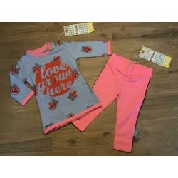Nieuw setje O’Chillie jurkje en legging blauw en roze 68