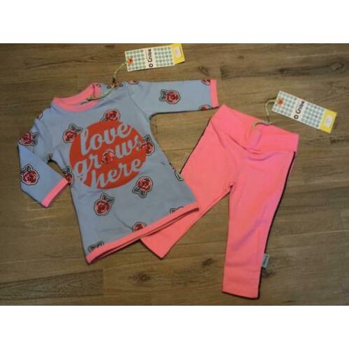 Nieuw setje O’Chillie jurkje en legging blauw en roze 68