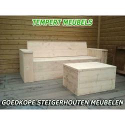 Robuuste steigerhouten loungebank / Loungeset.
