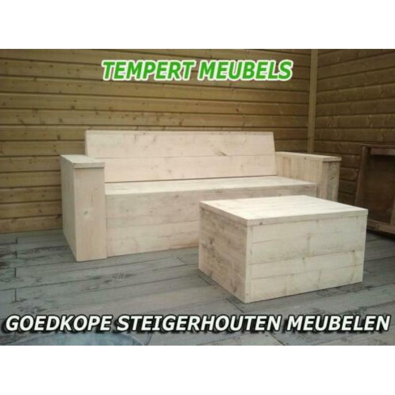 Robuuste steigerhouten loungebank / Loungeset.