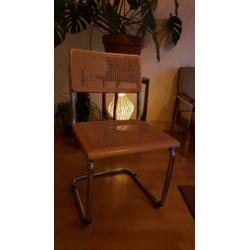 Buisframe stoel chroom rotan hout