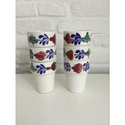 6 x beker boerenbont Boch - stapelbaar