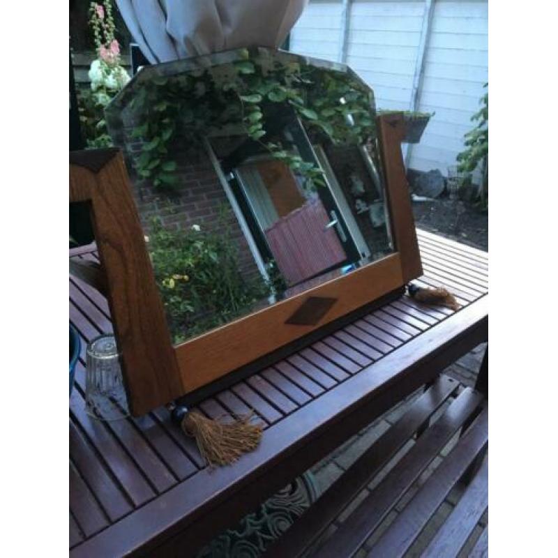 Brocante spiegel met geslepen glas