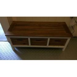 Kastje / TV meubel / dressoirtje wit met teak