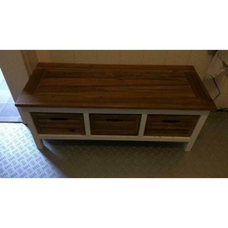 Kastje / TV meubel / dressoirtje wit met teak