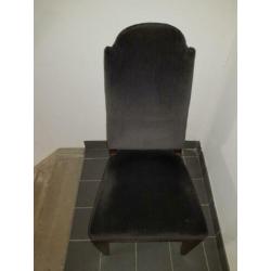 Verkocht! Brocante klassieke stoelen. Antraciet 4 stuks