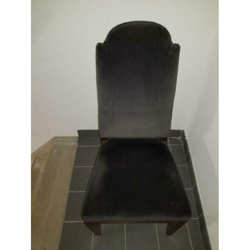 Verkocht! Brocante klassieke stoelen. Antraciet 4 stuks