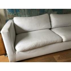 grote witte bank , losse katoenen hoes ,met ritsen