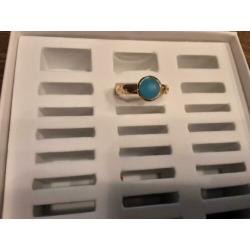 Ixxxi vulling Rose met aqua blauw steen maat 19 nieuw