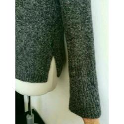 Karen Millen Split turtleneck trui M 38 Grijs Mohair Wol mix