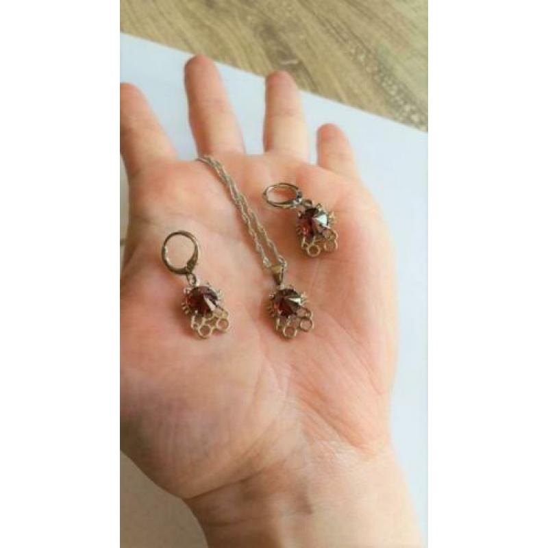 Prachtige 925 Sterling Zilveren Set met Zirkonia Nieuw