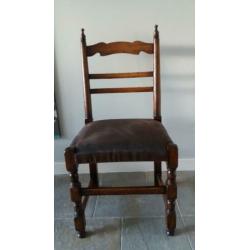 6 Stoelen klassiek eikenhout bruin beklede zitting