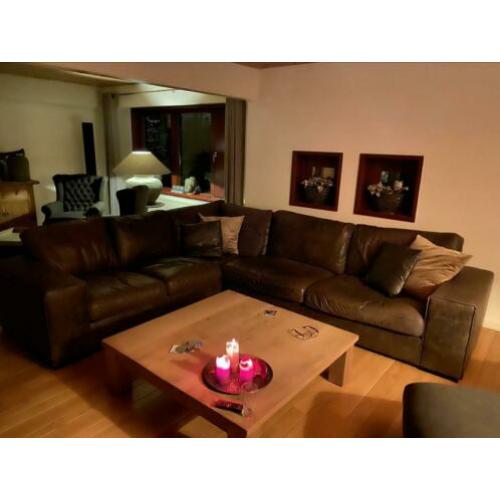 Mooie bank ECHT leer (runderleer) hoek bank - loungebank