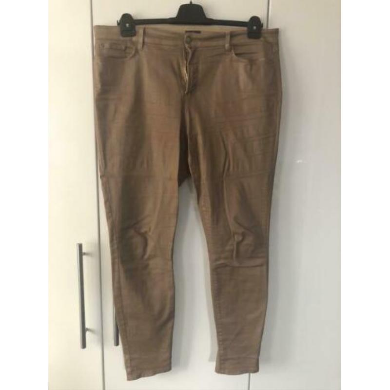 Fijne broek van NYDJ, mt 14 (44/46), bruin/goudkleurig