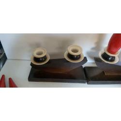 art deco kandelaars met houten kaarsen jaren 20