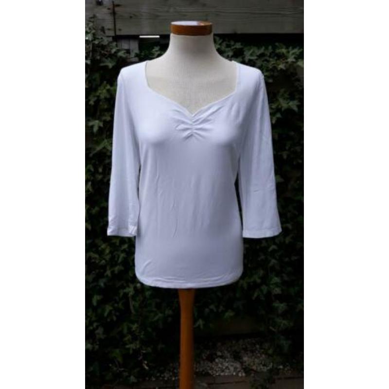 • Olsen wit shirt mt 42 met driekwart mouwen zgan, mooie di