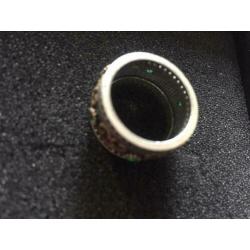 Zilver Ring met kristallen stenen,maat 18 ,vintage