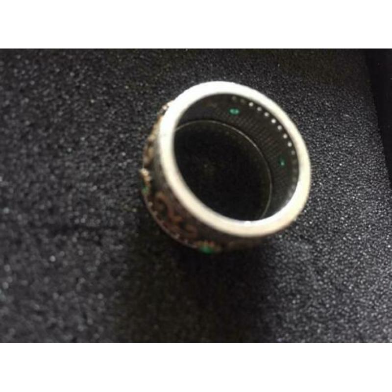 Zilver Ring met kristallen stenen,maat 18 ,vintage