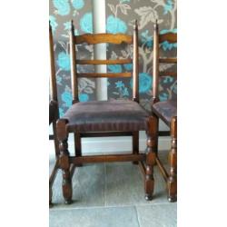 6 Stoelen klassiek eikenhout bruin beklede zitting