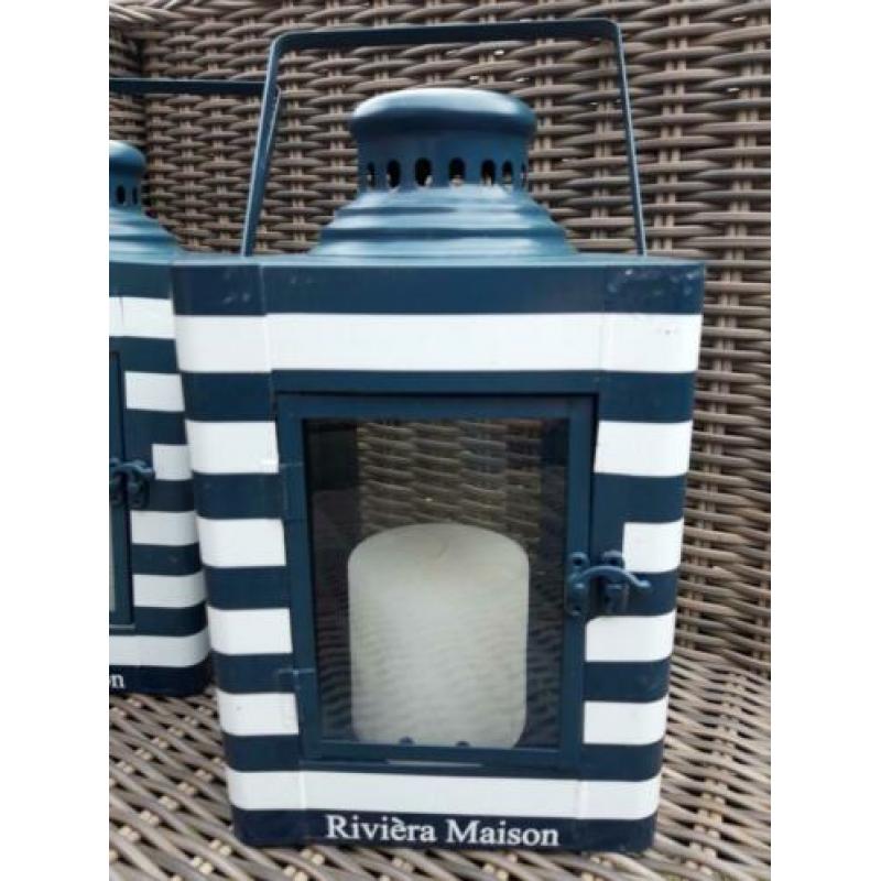 2 RM Riviera Maison Hampton Bay navy stripe lantaarns