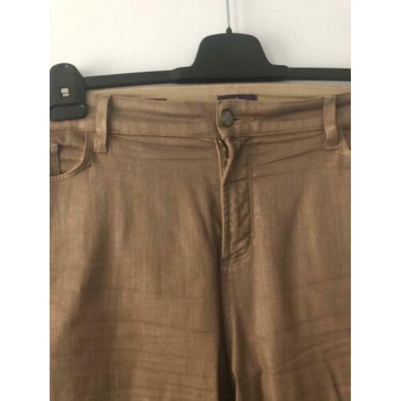 Fijne broek van NYDJ, mt 14 (44/46), bruin/goudkleurig