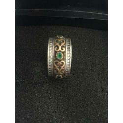 Zilver Ring met kristallen stenen,maat 18 ,vintage
