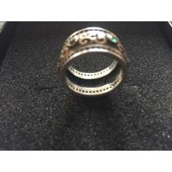 Zilver Ring met kristallen stenen,maat 18 ,vintage