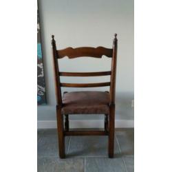 6 Stoelen klassiek eikenhout bruin beklede zitting