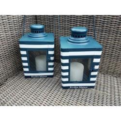 2 RM Riviera Maison Hampton Bay navy stripe lantaarns