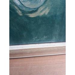 Vintage prent paarden. Retro schilderij. Brocant
