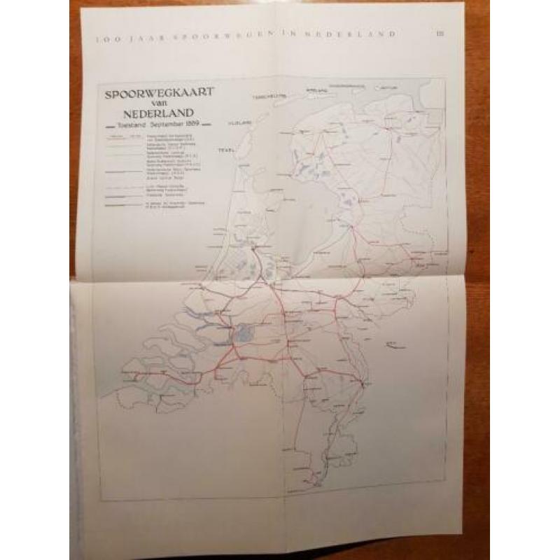 landkaart Nederlandse spoorwegennet in 1889, NS, treinkaart