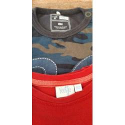 Merk jongens kleding maat 80. 3x Lange mouw, 1x korte mouw.