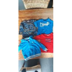 Merk jongens kleding maat 80. 3x Lange mouw, 1x korte mouw.