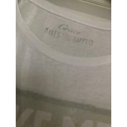 Dames t-shirt Grace wit met opdruk maat S