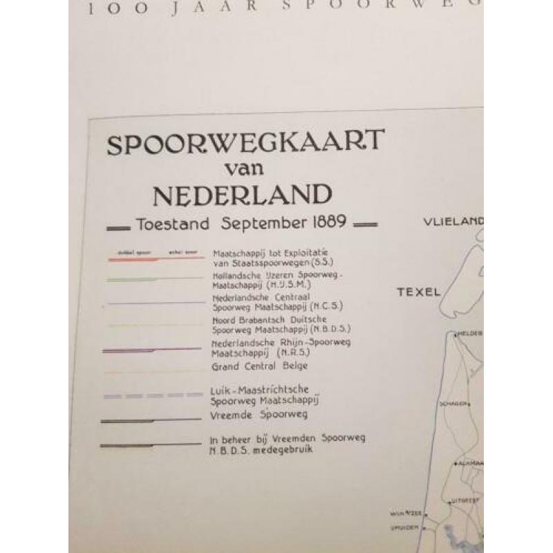 landkaart Nederlandse spoorwegennet in 1889, NS, treinkaart