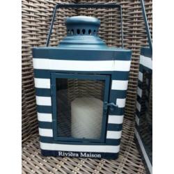 2 RM Riviera Maison Hampton Bay navy stripe lantaarns