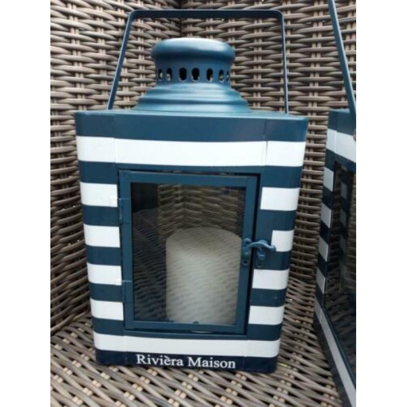 2 RM Riviera Maison Hampton Bay navy stripe lantaarns