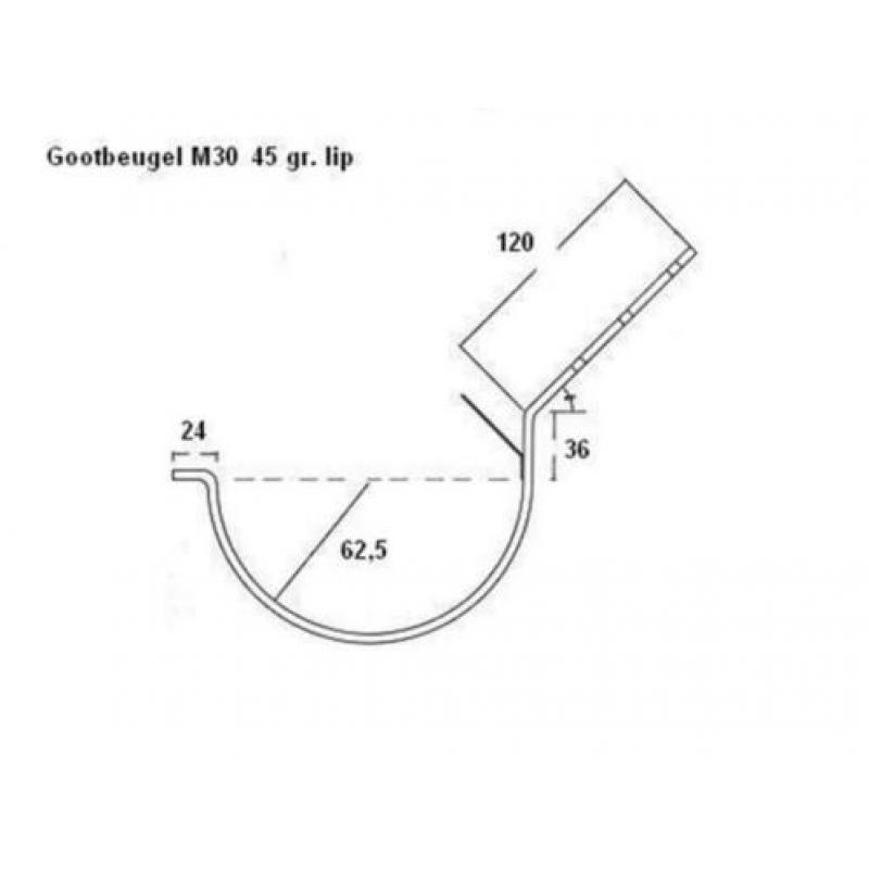 Halfronde zinken dakgoot (Mastgoot) M30 en zinken regenpijp