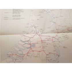 landkaart Nederlandse spoorwegennet in 1889, NS, treinkaart