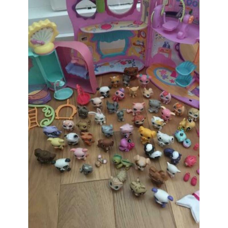 Littlest pet shop petshop huizen, 48 dieren, accessoires