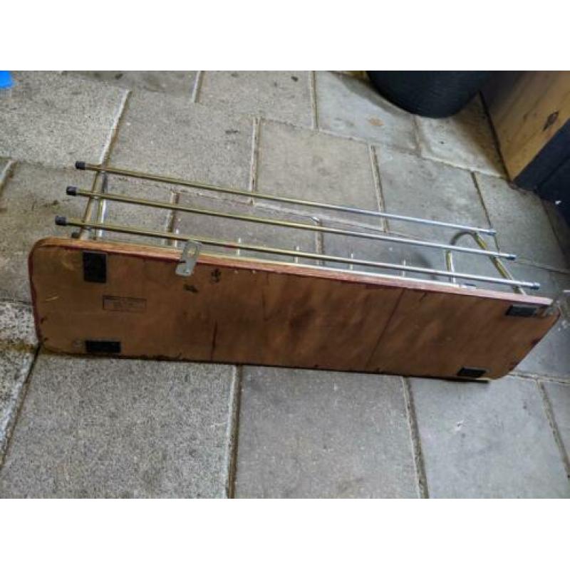 vintage kapstok hardhout en chroom