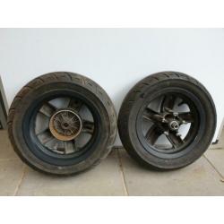 Set zwarte velgen / wielen van Piaggio Zip 2000