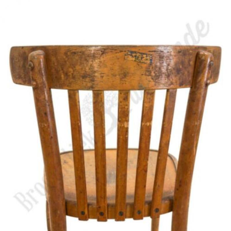 Stoere oude vintage Hutten Caféstoel lichtbruin