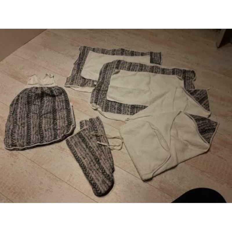 Baby set aankleedkussens kruikzakken slaapzak baddoekken