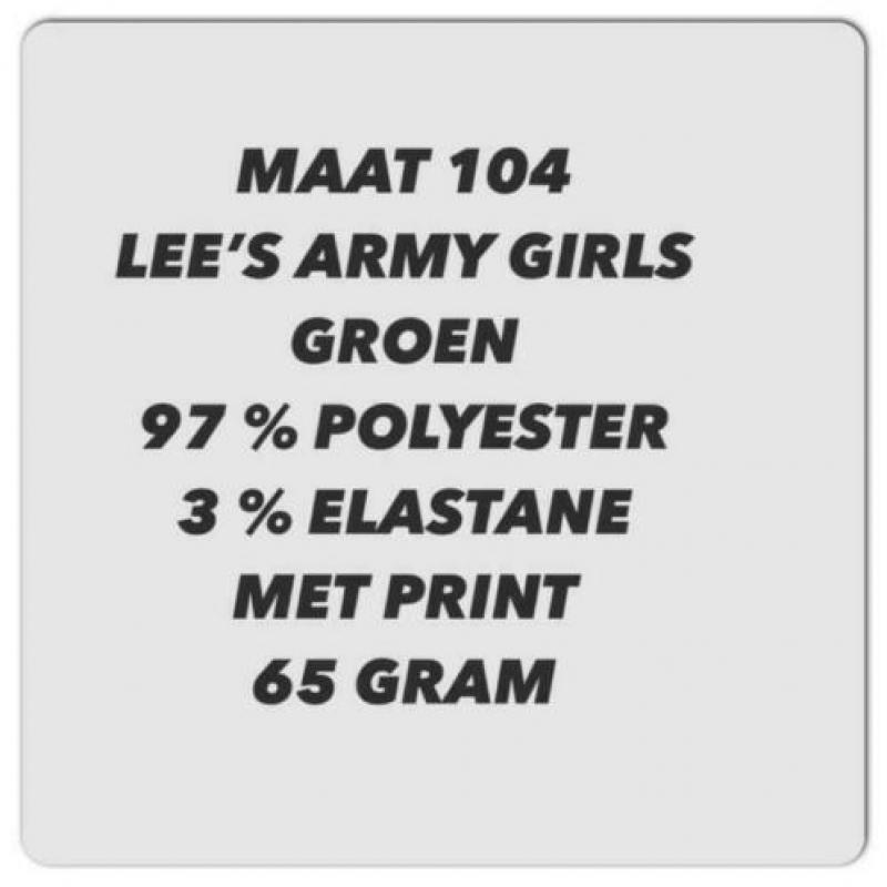 Maat 104 - lees army girls - 2 x trui