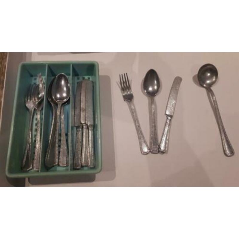 4 Delige vintage antieke mini bestekset, speelgoed
