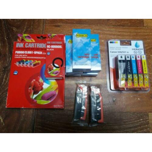 Diverse inktcassettes voor Canon printers.