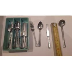4 Delige vintage antieke mini bestekset, speelgoed