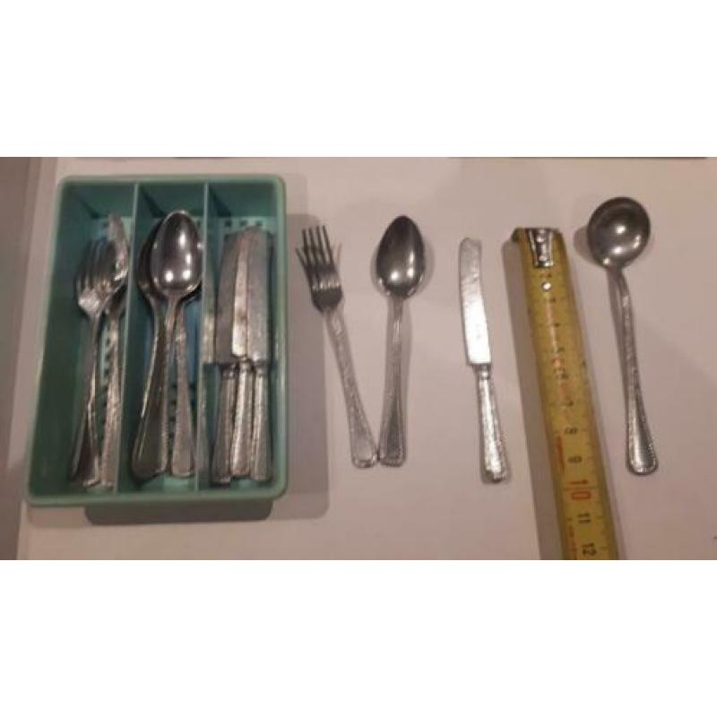 4 Delige vintage antieke mini bestekset, speelgoed