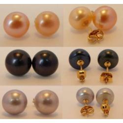Nieuwe 14 karaat gouden oorbellen met echte parels 10 mm